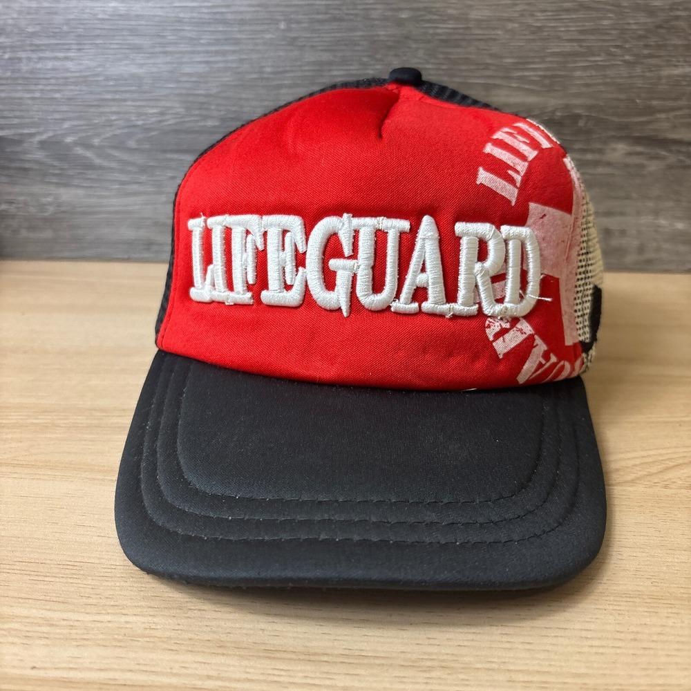 Lifeguard Hat Cap Snapback Red Trucker Adjustable